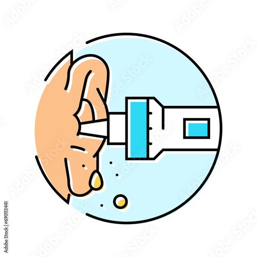 ear cleaning audiologist doctor color icon vector. ear cleaning audiologist doctor sign. isolated symbol illustration