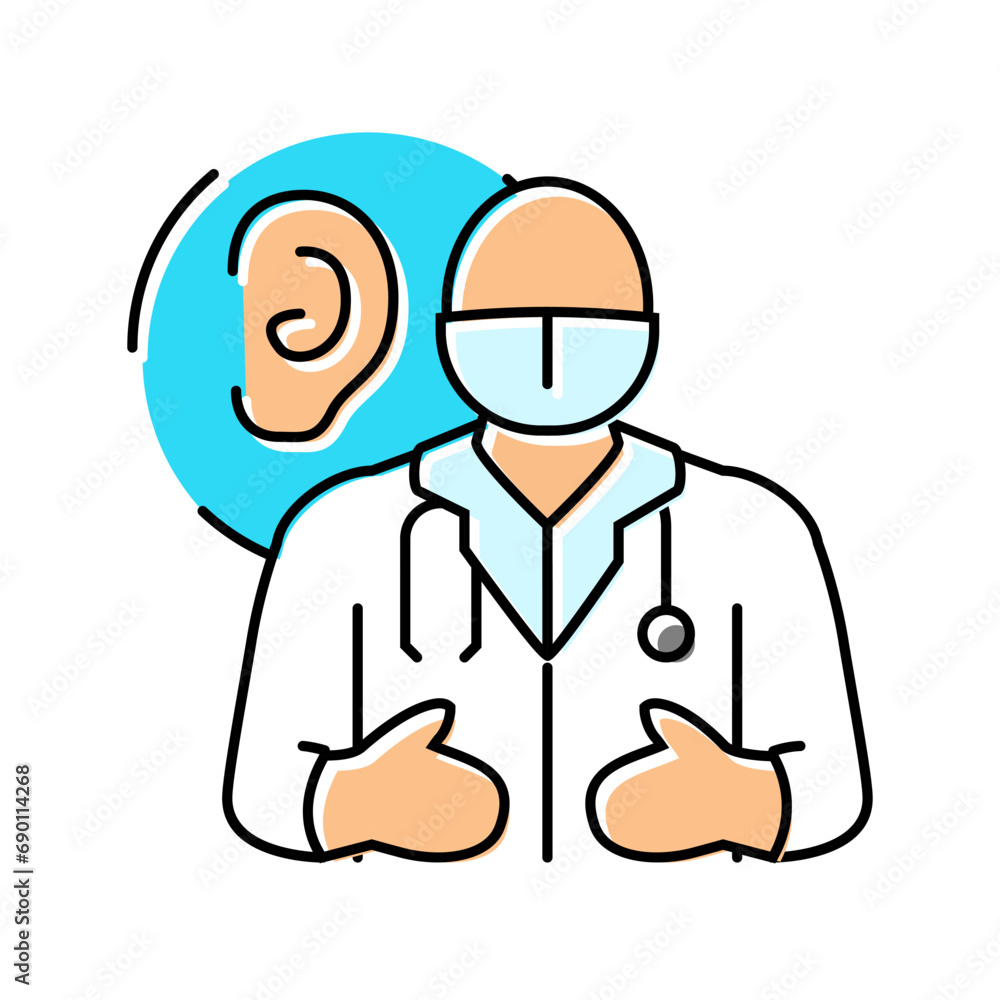 Fototapeta premium audiologist doctor color icon vector. audiologist doctor sign. isolated symbol illustration