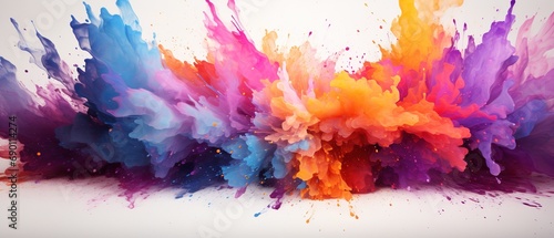 Colourful powder splash on isolated background. Colourful splatter for wallpaper design.
