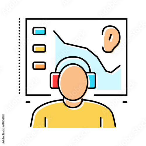 audiometry test audiologist doctor color icon vector. audiometry test audiologist doctor sign. isolated symbol illustration
