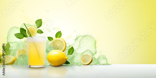 fresh lemonade with lime, Summer Fruit Drink Background, Summer Fruit Drink Background, Summer drink, fruit beverage, tropical flavors, refreshing, cold beverage, drink with ice, generative ai