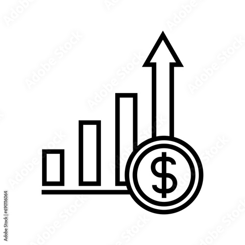 business graph with dollar icon vector
