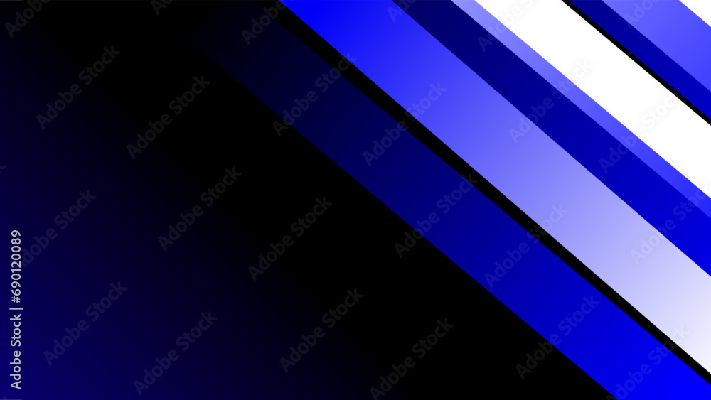 Unbalanced blue and white fading diagonal strips over black background. Unbalanced blue and white fading diagonal strips over black background.