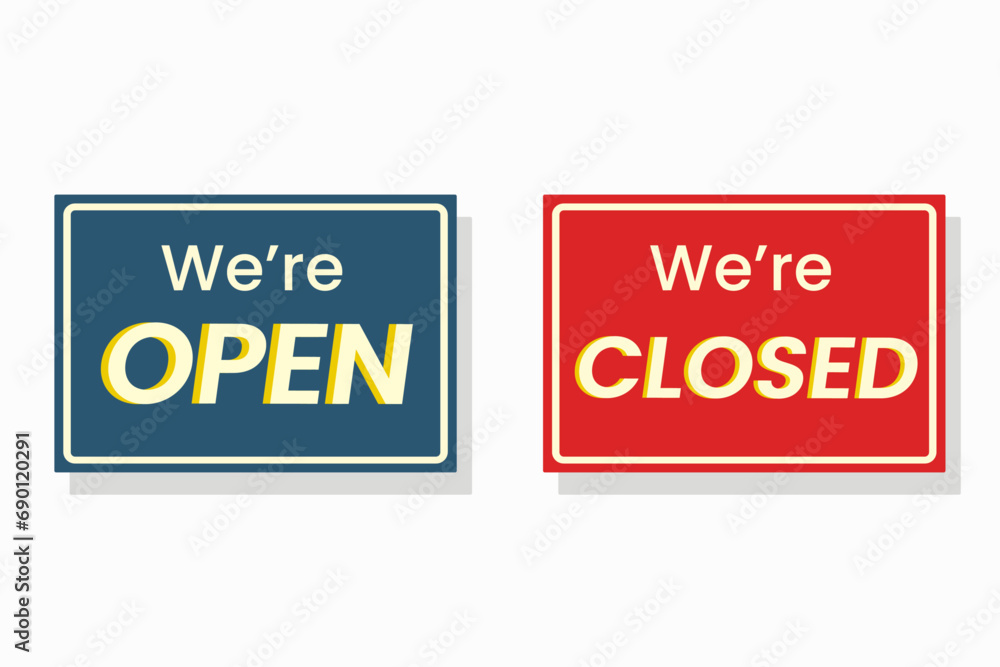 Vintage open and closed signboard set