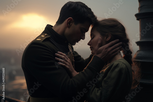 Symbolbild | Soldat verabschiedet sich von seiner Frau photo