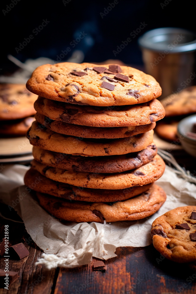 Cookies with chocolate chips. Selective focus. Cookies with chocolate chips. Selective focus.