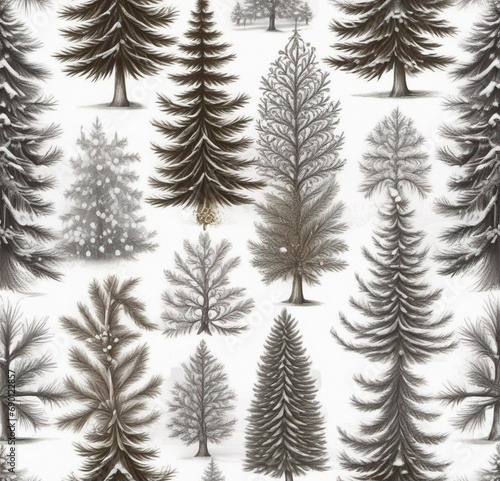 Christmas trees on a white background