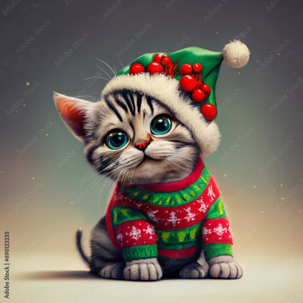 cat and christmas tree cat and christmas tree