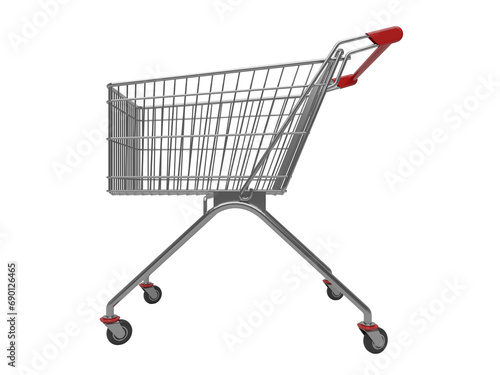 Supermarket Shopping cart or shopping trolley isolated on a white background. 3d rendering illustration