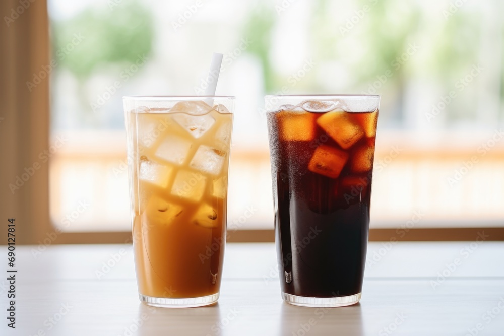 hot drink and iced drink cup comparison in natural light hot drink and iced drink cup comparison in natural light