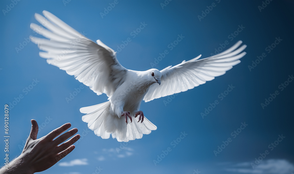 Obraz premium Freedom and believe mindset concepts with white dove flying from person hand.motivation and inspiration.realization and hope.positive thinking idea