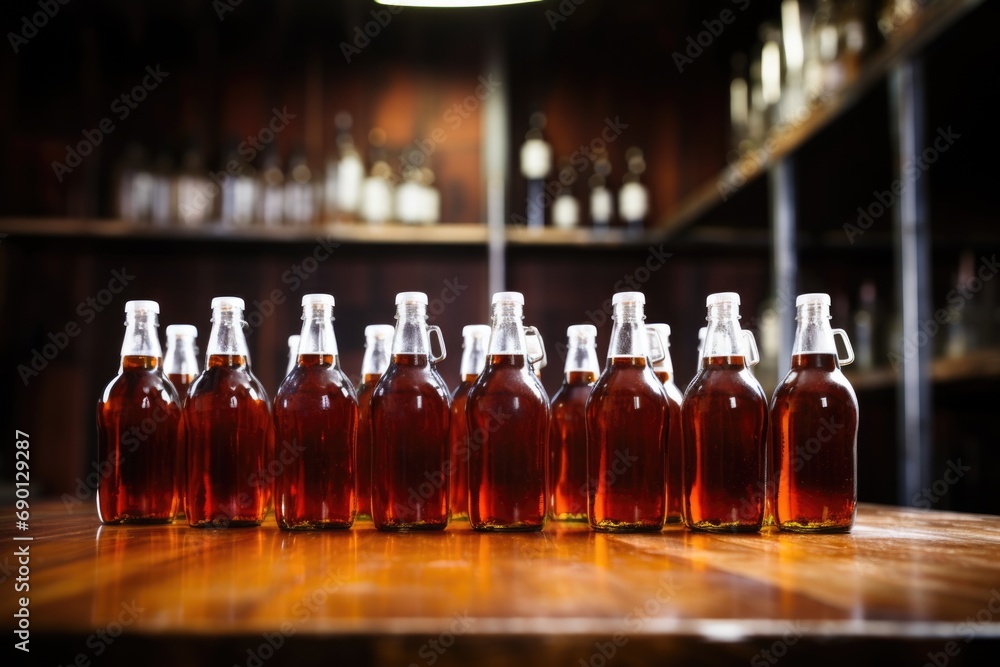 home brewer bottled ipa beer arranged in a row home brewer bottled ipa beer arranged in a row