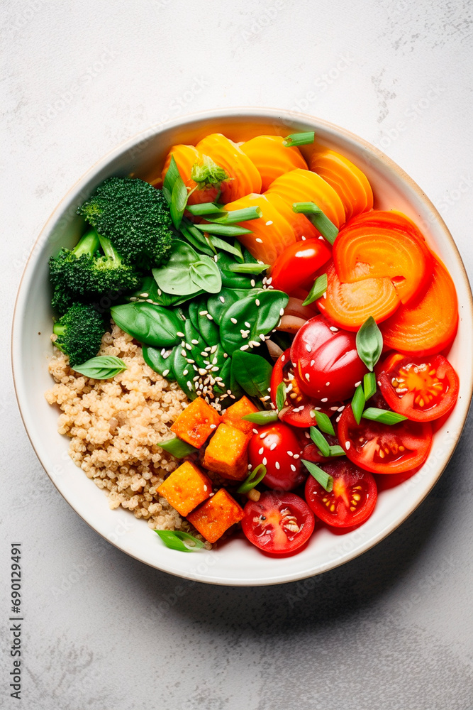 Vegetarian bowl with different vegetables. Selective focus. Vegetarian bowl with different vegetables. Selective focus.
