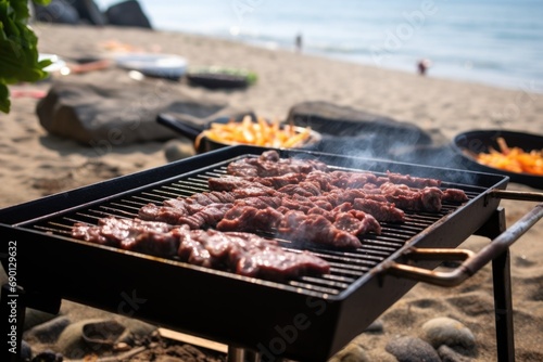 bulgogi grilling session during a beachside outing
