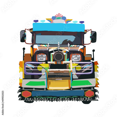 Jeepney Commute: Vector Scene of Bustling Traditional Filipino Transport
