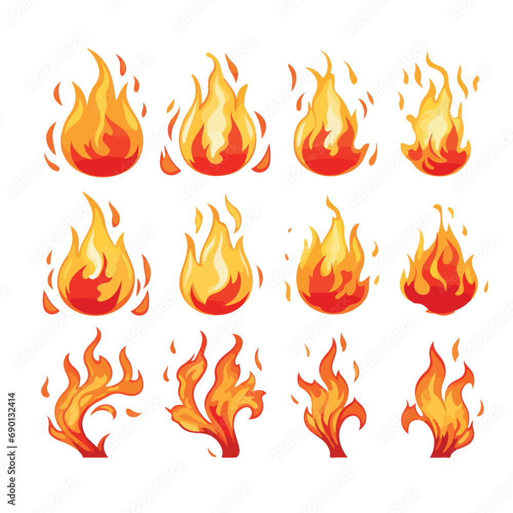 fire flame icons set isolated on white background Stock Vector | Adobe ...