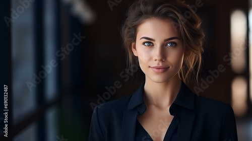 picture portrait of attractive office worker young woman