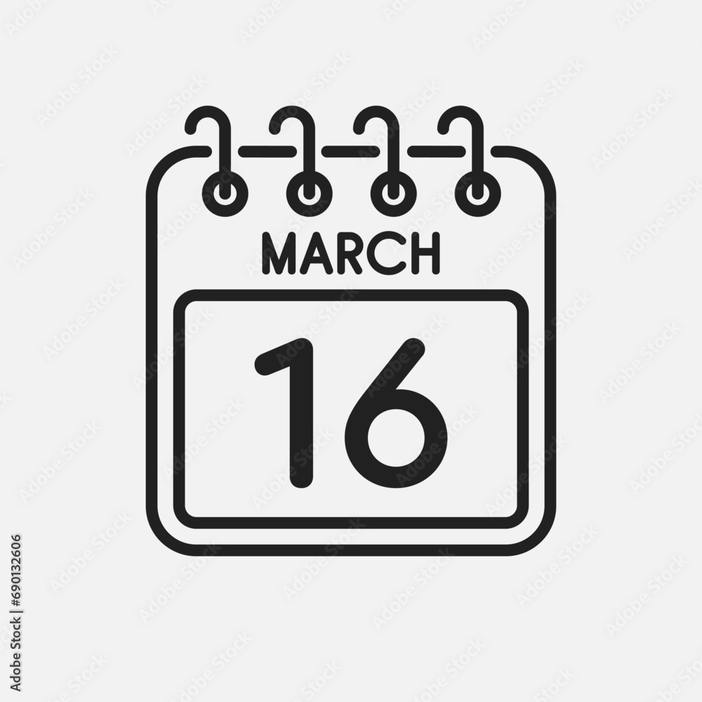 Icon page calendar day - 16 March Icon page calendar day - 16 March