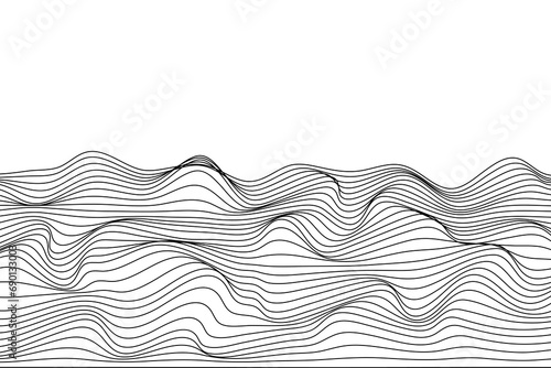 Abstract wave stripe background. Abstract wireframe landscape background