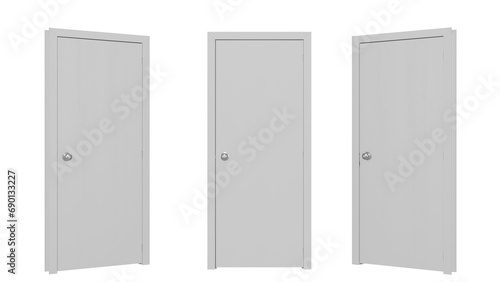 Fototapeta Naklejka Na Ścianę i Meble -  White entrance doors on isolated background, alpha channel, png