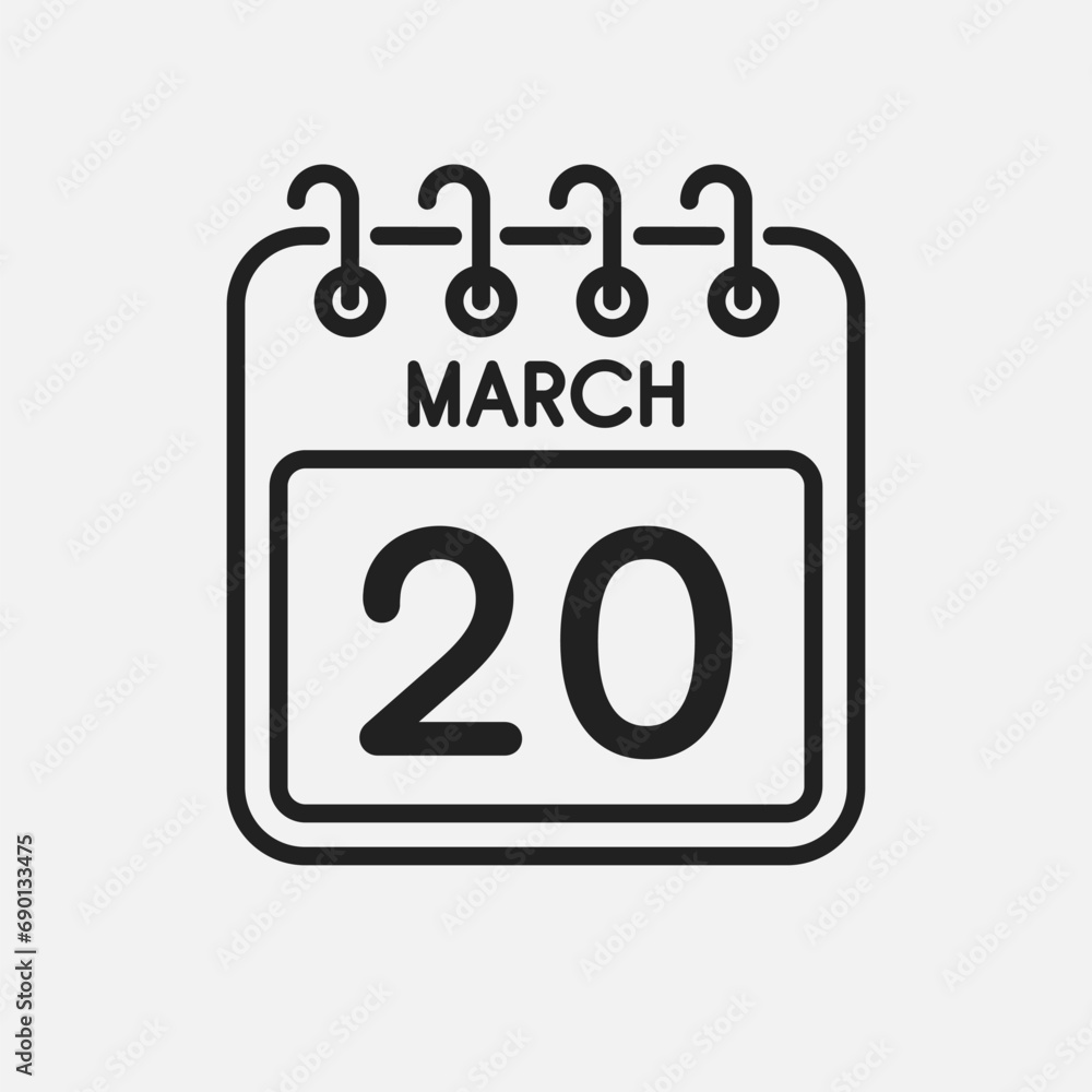 Icon page calendar day - 20 March Icon page calendar day - 20 March