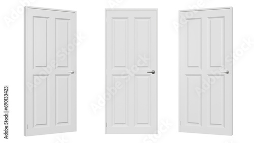 Fototapeta Naklejka Na Ścianę i Meble -  White interior doors on isolated background, alpha channel, png