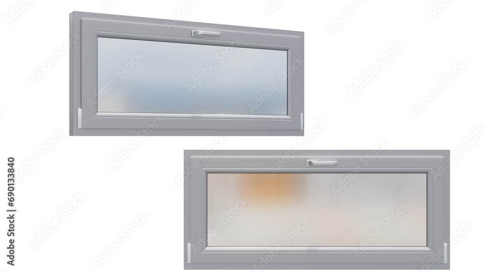 Gray horizontal plastic euro window on isolated background, alpha channel, png Gray horizontal plastic euro window on isolated background, alpha channel, png