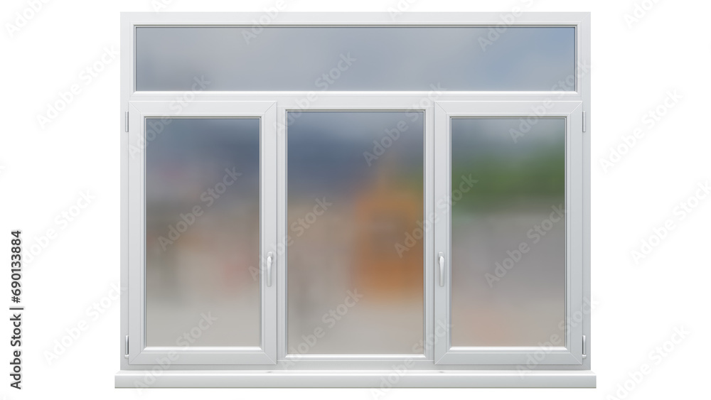 Fototapeta premium Gray plastic euro window on isolated background, alpha channel, png