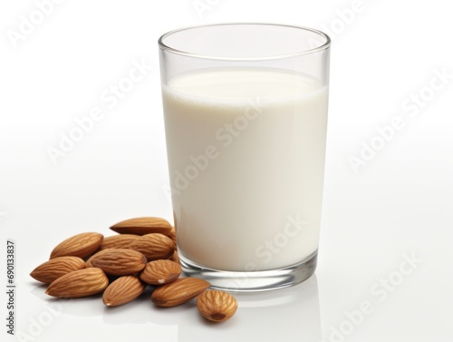 Almond milk isolated on white background