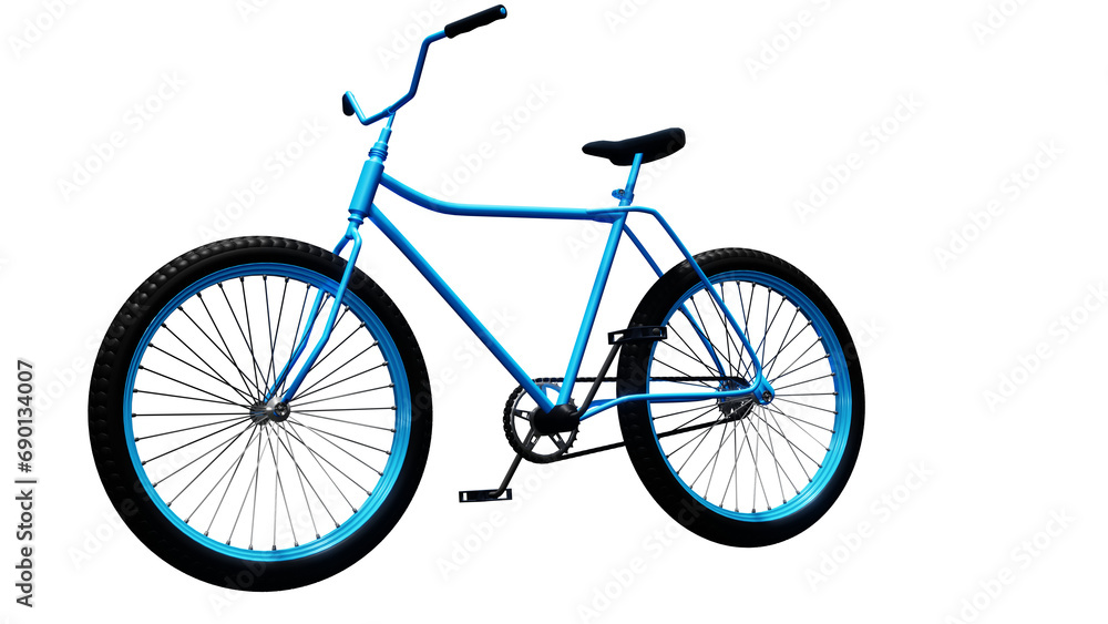 Fototapeta premium Blue bicycle on isolated background, alpha channel, png