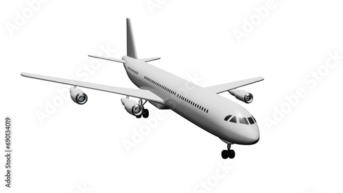 White passenger plane, airbus on isolated background, alpha channel, png