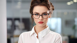 picture portrait of attractive office worker young woman