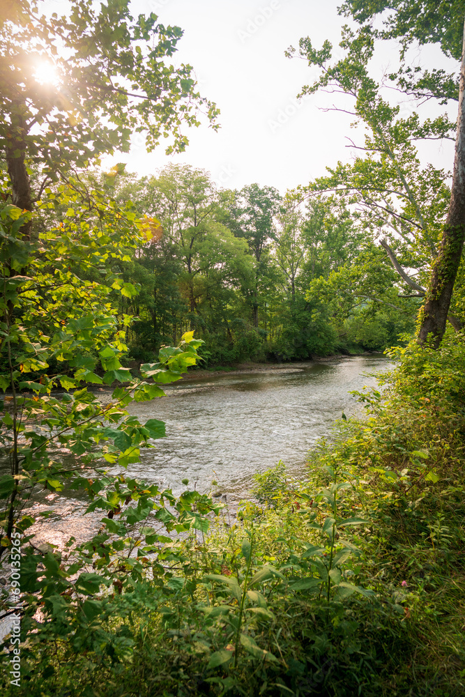 The Cuyahoga River at Cuyahoga Valley National Park in Ohio The Cuyahoga River at Cuyahoga Valley National Park in Ohio