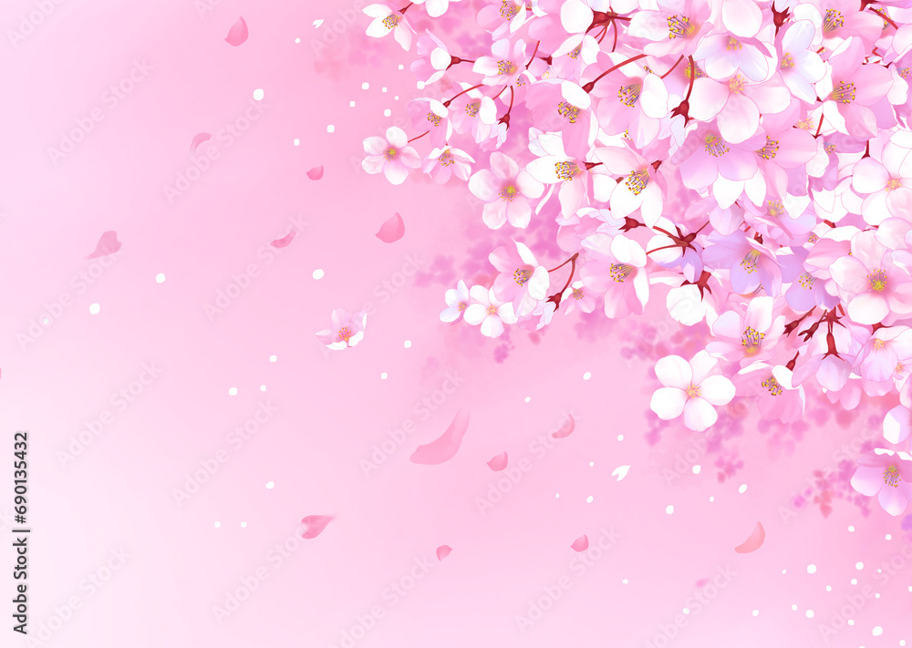 桜の背景素材　桜吹雪　お花見　入学　卒業　入園　卒園　入社　ひな祭り　ひなまつり