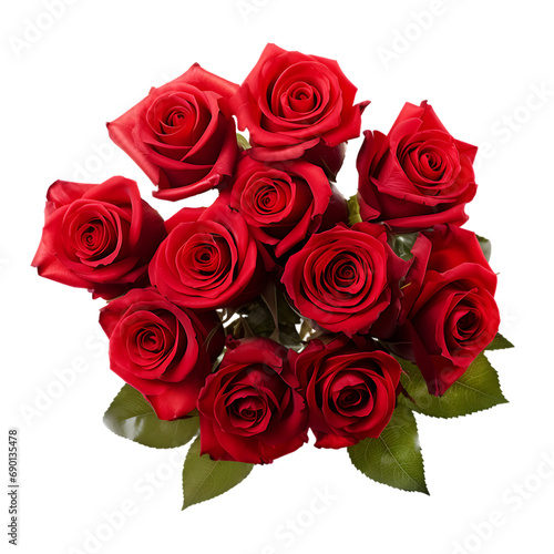 Red Roses Bouquet  isolated on transparent or white background, png