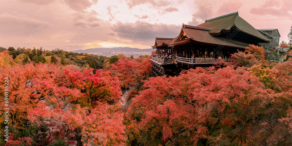 The most beautiful viewpoint of Kiyomizu-dera is a popular tourist destination in Kyoto, Japan. The most beautiful viewpoint of Kiyomizu-dera is a popular tourist destination in Kyoto, Japan.