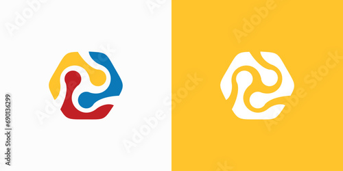 Cube puzzle abstract vector logo design
