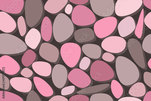 Stone Colorful pebble seamless pattern. Colorful stone in pink colors. Vector illustration.