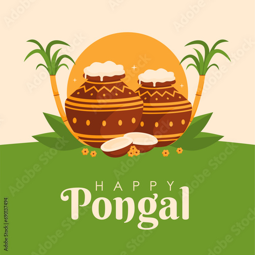 happy pongal poster template vector