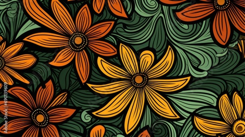 Floral African pattern illustration. Vibrant Spirit of colorful African with Authentic flowers pattern