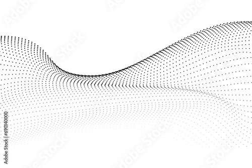 Flowing dots particles wave pattern halftone gradient background