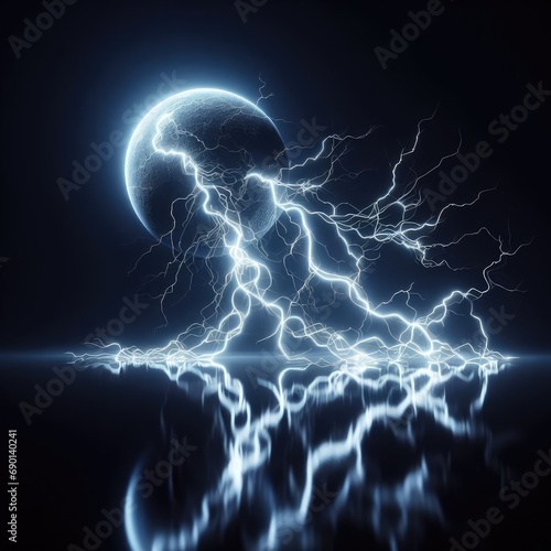 abstract background with lightning on black