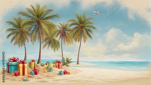 caribbean christmas with beach tree