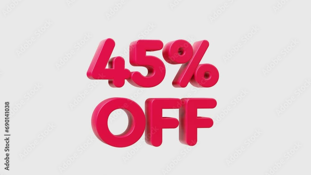 Animated 45% Off percent. isolated. Transparent backgound. 3d rendered movie with alpha channel. Animated 45% Off percent. isolated. Transparent backgound. 3d rendered movie with alpha channel.