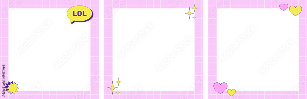 Vetor de y2k social media frame template, retro, 90s, 2000s nostalgia ...