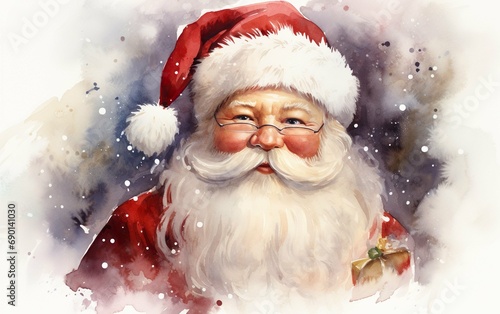 Watercolor Santa Claus portrait christm © Елизавета Борисова