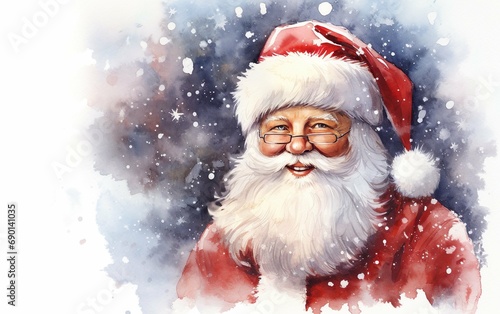 Watercolor Santa Claus portrait christm photo