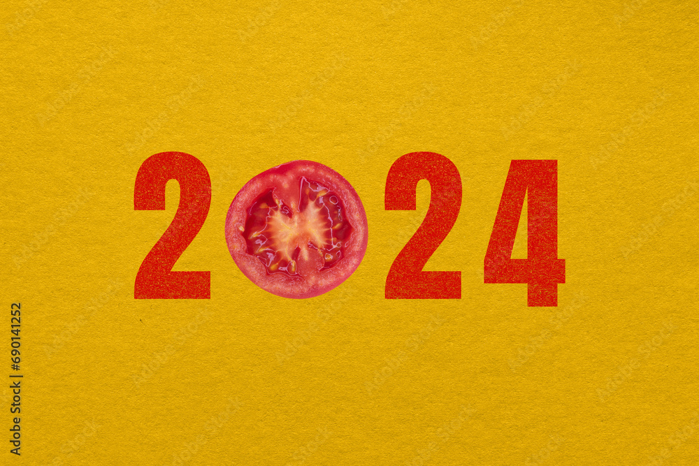 2024 lettering with tomato slice