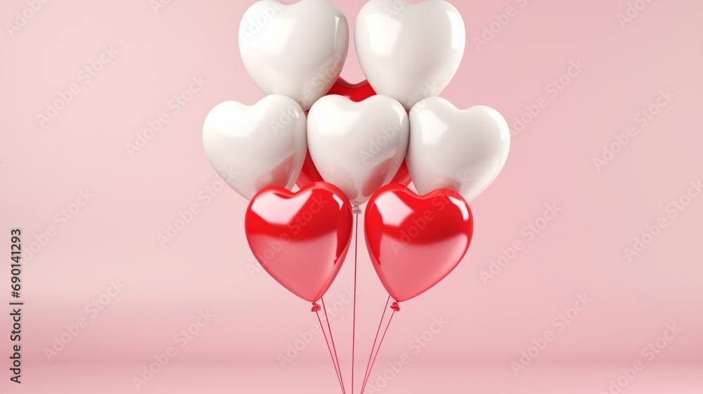 pink balloons isolated on white Valentines Day background HD