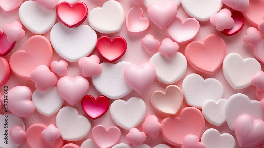 pink red and white hearts Valentines Day background HD